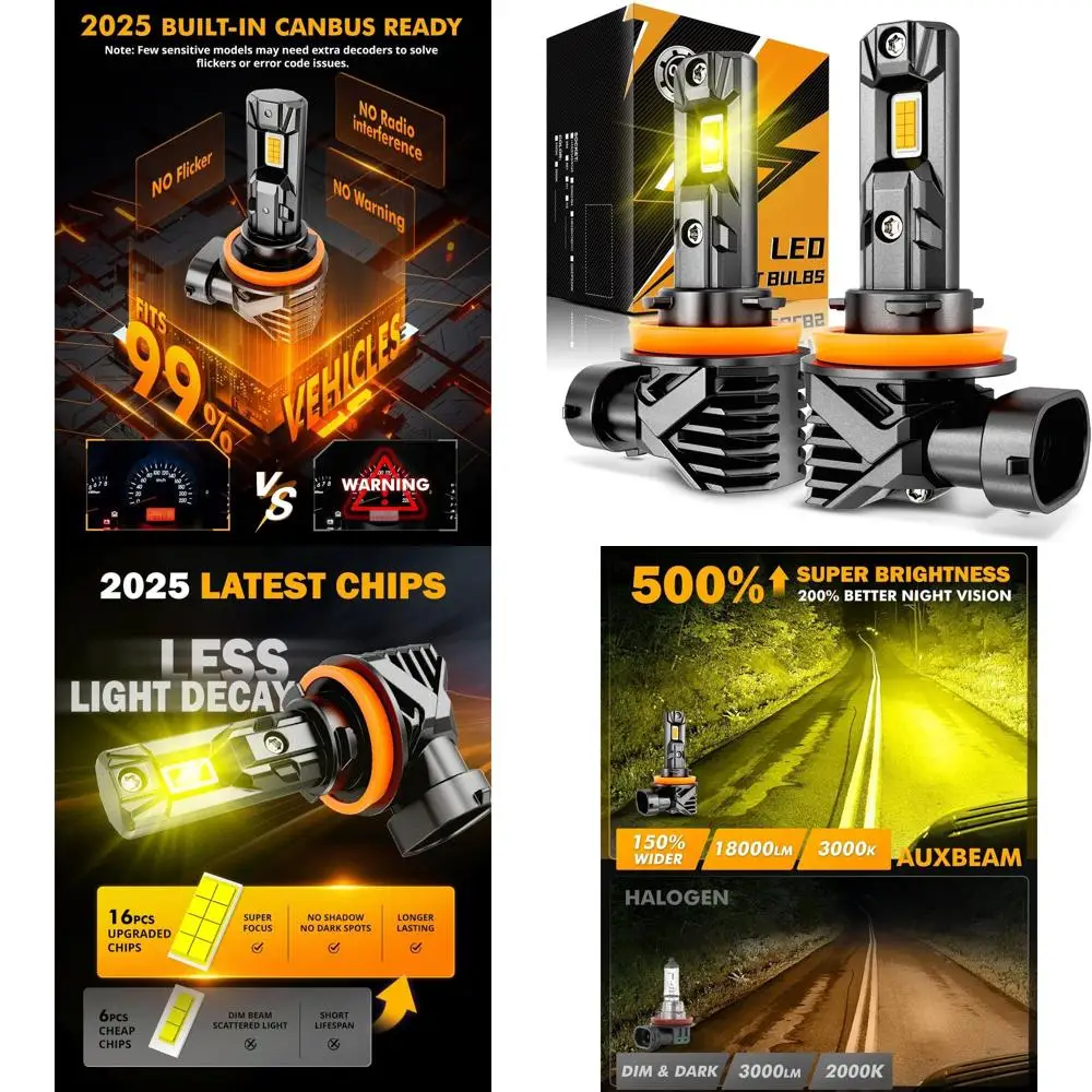 

18000 люмен 3000K Золотисто-желтые противотуманные фары для бездорожья, Plug and Play, 9H8FogLight