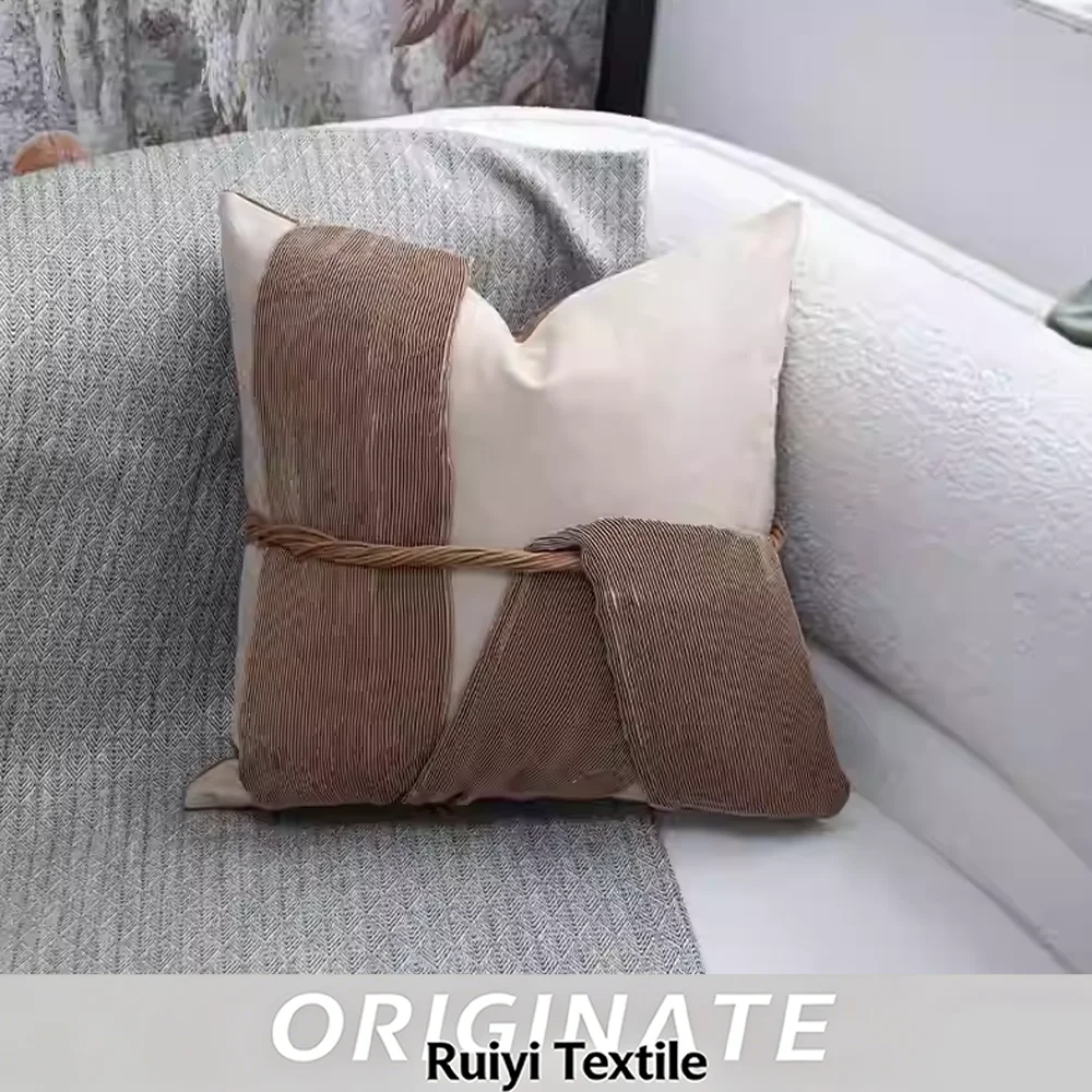 RUIYI French-Style Soft Furnishings Latte-Colored Light Luxury Cushion Brown Decorative Pillow Cover For Model Home Hotel Villa