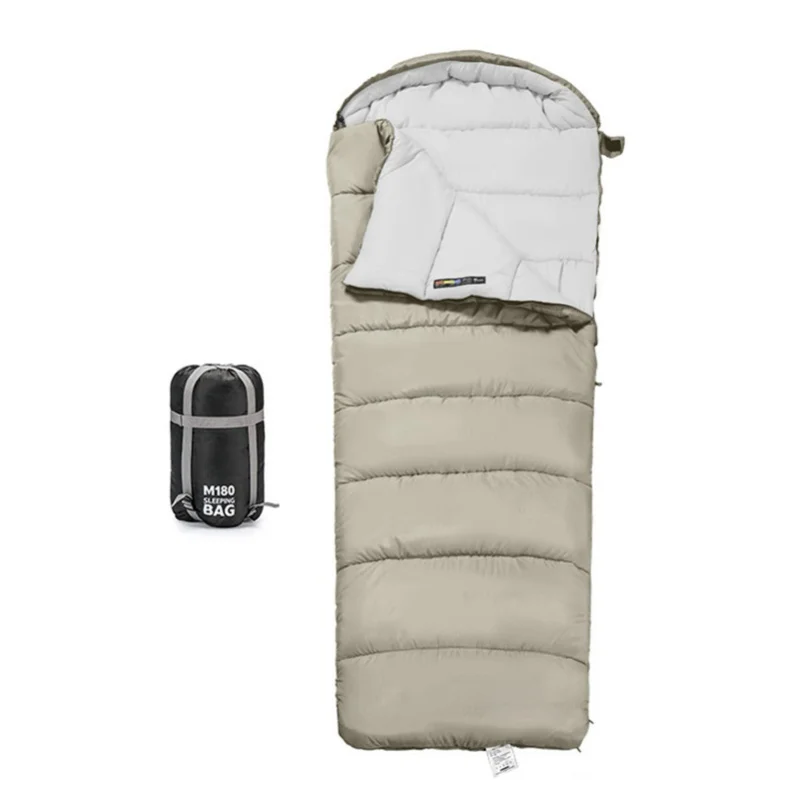 

Двухместные спальные мешки для взрослых для холодной погоды 12 ° С-18 ° Морозостойкая куртка с капюшоном и защитой от брызг для кемпинга, раздельная конструкция