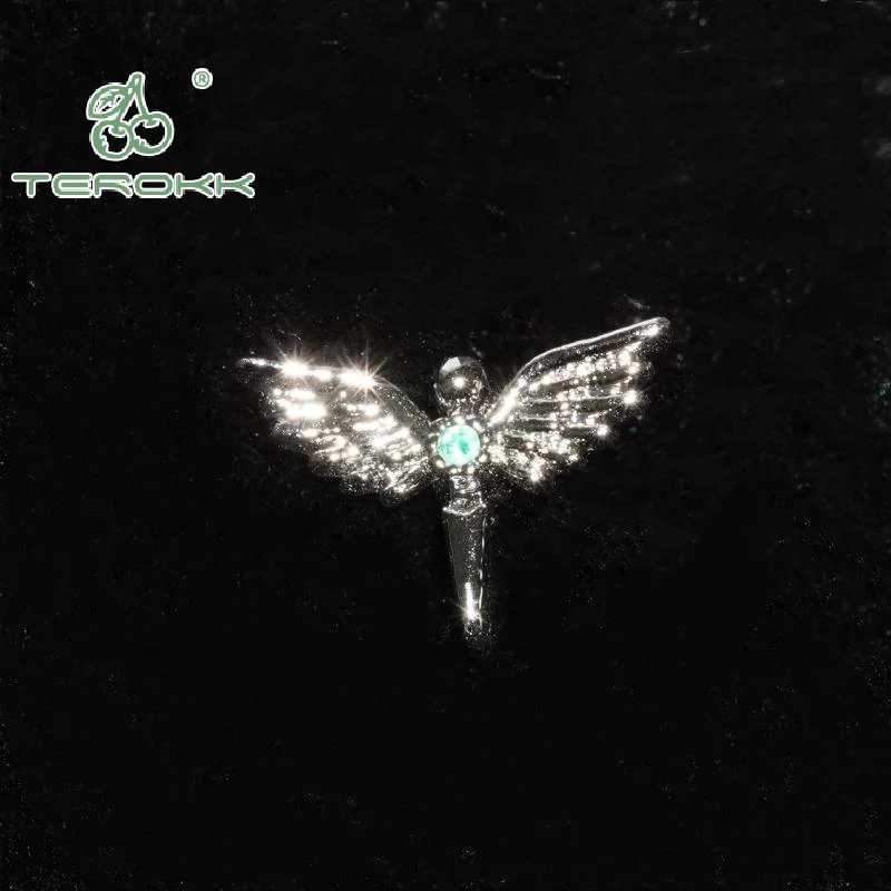 1PC Shiny Zircon Stainless Steel Wing Ear Bone Nail Y2K Fashion Cartilage Stud Earrings For Women Jewelry