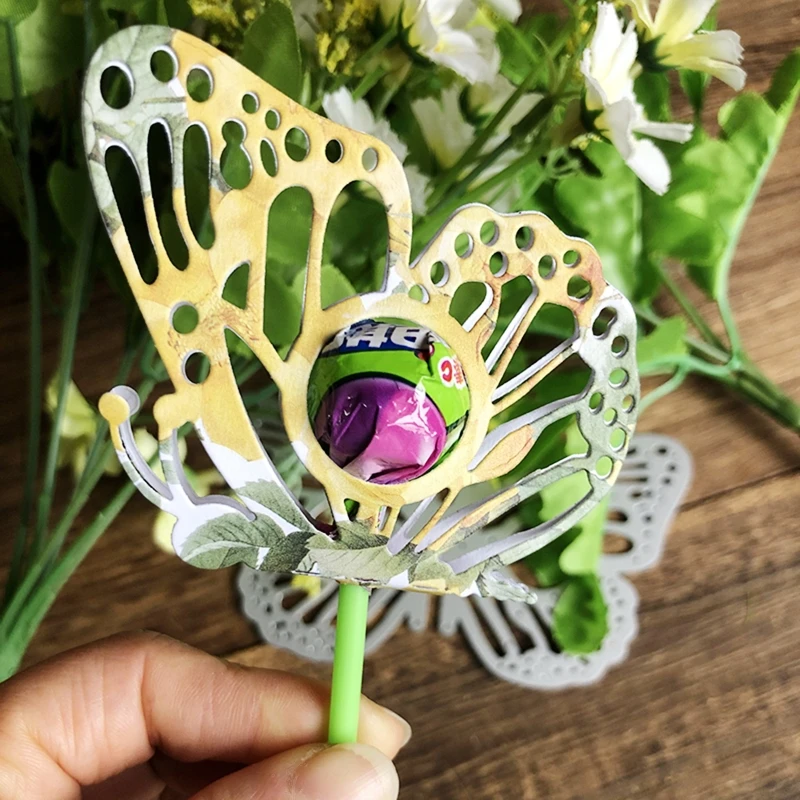 Butterfly Lollipop Holder Metal Cutting Dies Handmade Crafts DIY Scrapbooking Embossing Supplies for Children Kids Girls X3UC