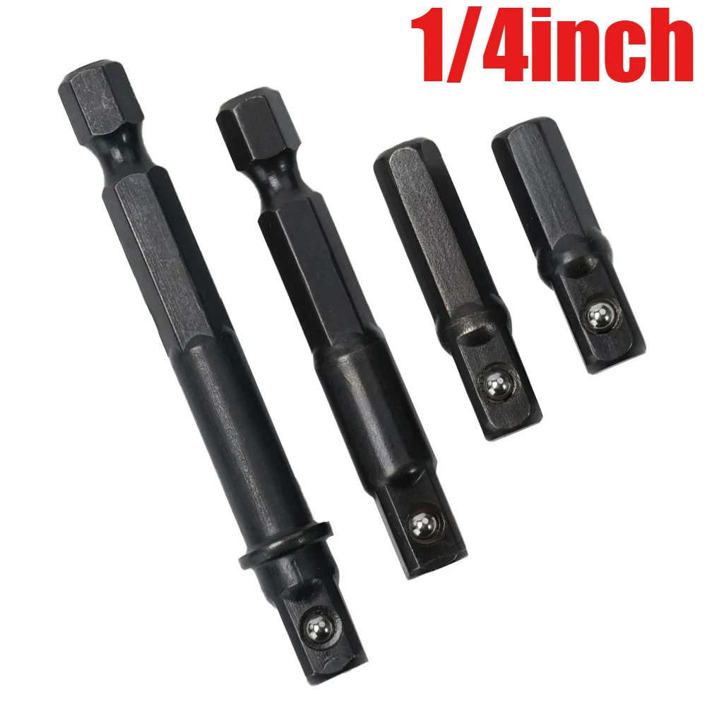 

1/4inch ImpactSocket Adapter Reducer Square Socket Drill Bit Bar Extension Drill Socket Adapter Hex Shank Nut Driver Socket