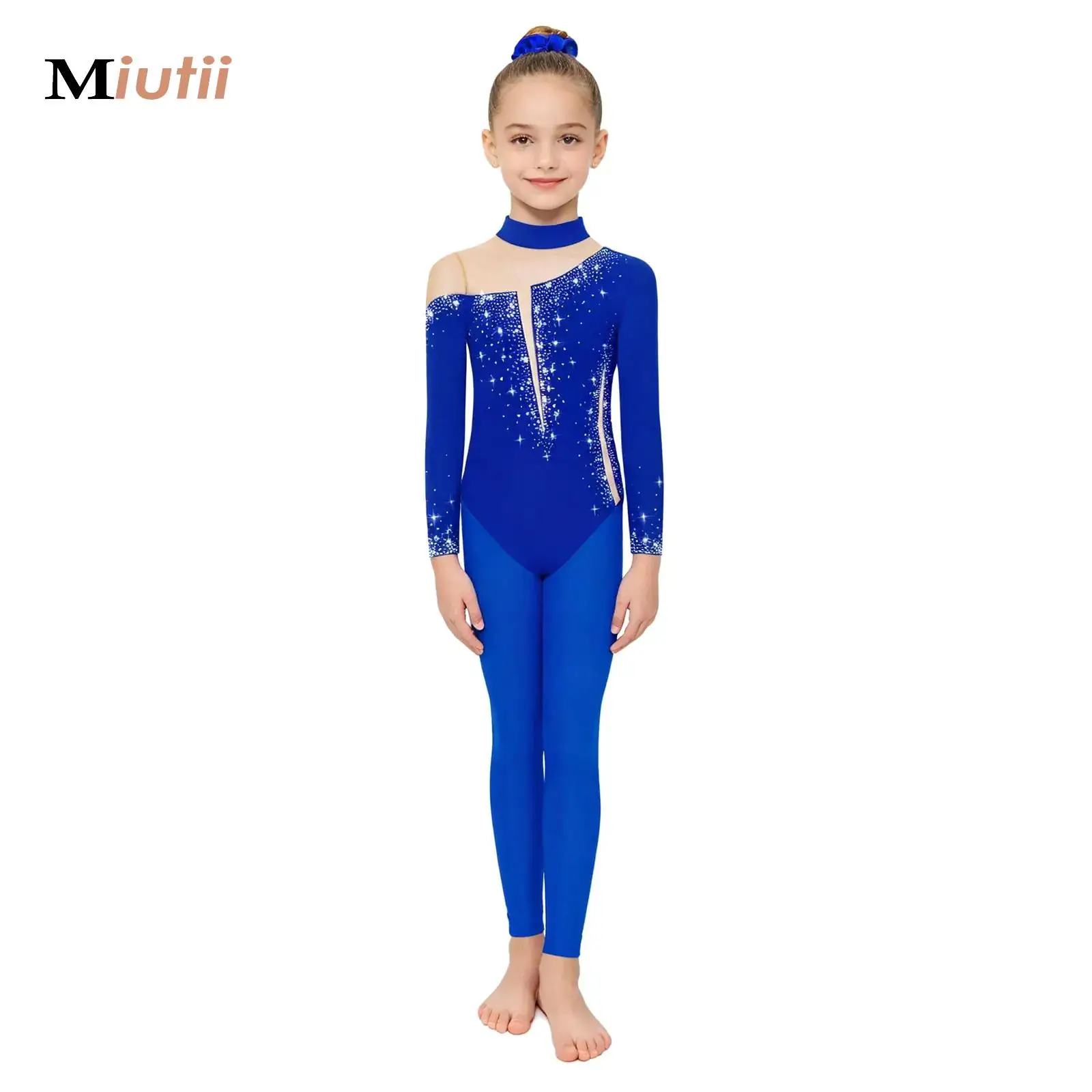 

Kids Girls Long Sleeve Gymnastics Leotards Jumpsuit+Shorts+Leggings+Hairband Ballet Dance Skating Gymnastic Costume Outfit