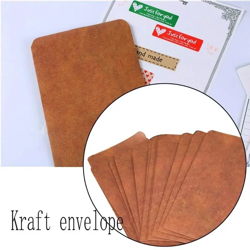 10Pcs/lot Vintage Paper Envelope Brown Kraft Packaging Retro Postcard Invitation Card Small New Year Gift Letter Stationery