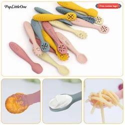 Juego de cucharas de alimentación para bebé, juego de cucharas adhesivas de entrenamiento para destete, vajilla con nombre o logotipo personalizado gratis, regalos para Baby Shower