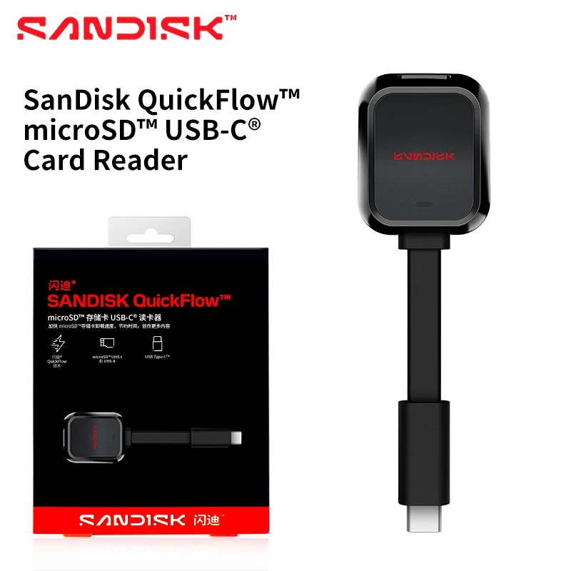 Original Sandisk MicroSD Card Reader B751 QuickFlow USB-C TF card USB3.2 Gen1 UHS-I II 250MB/s Portable For Smartphone Notebook