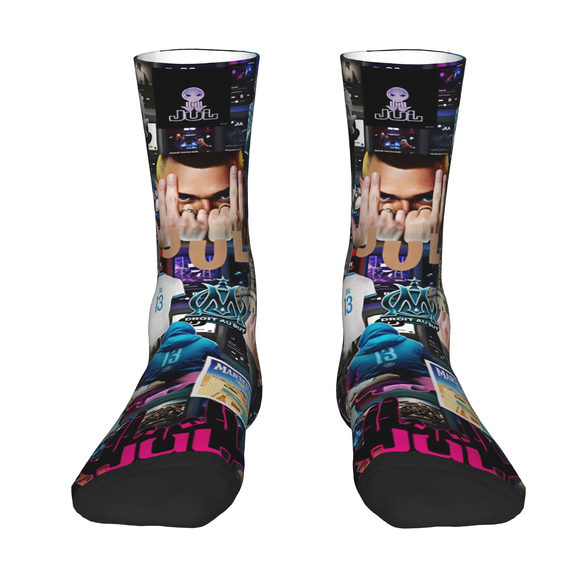 Rapper J-JuL French Popular Singer Dress Socks Men Women Warm Funny Novelty  Crew Socks
