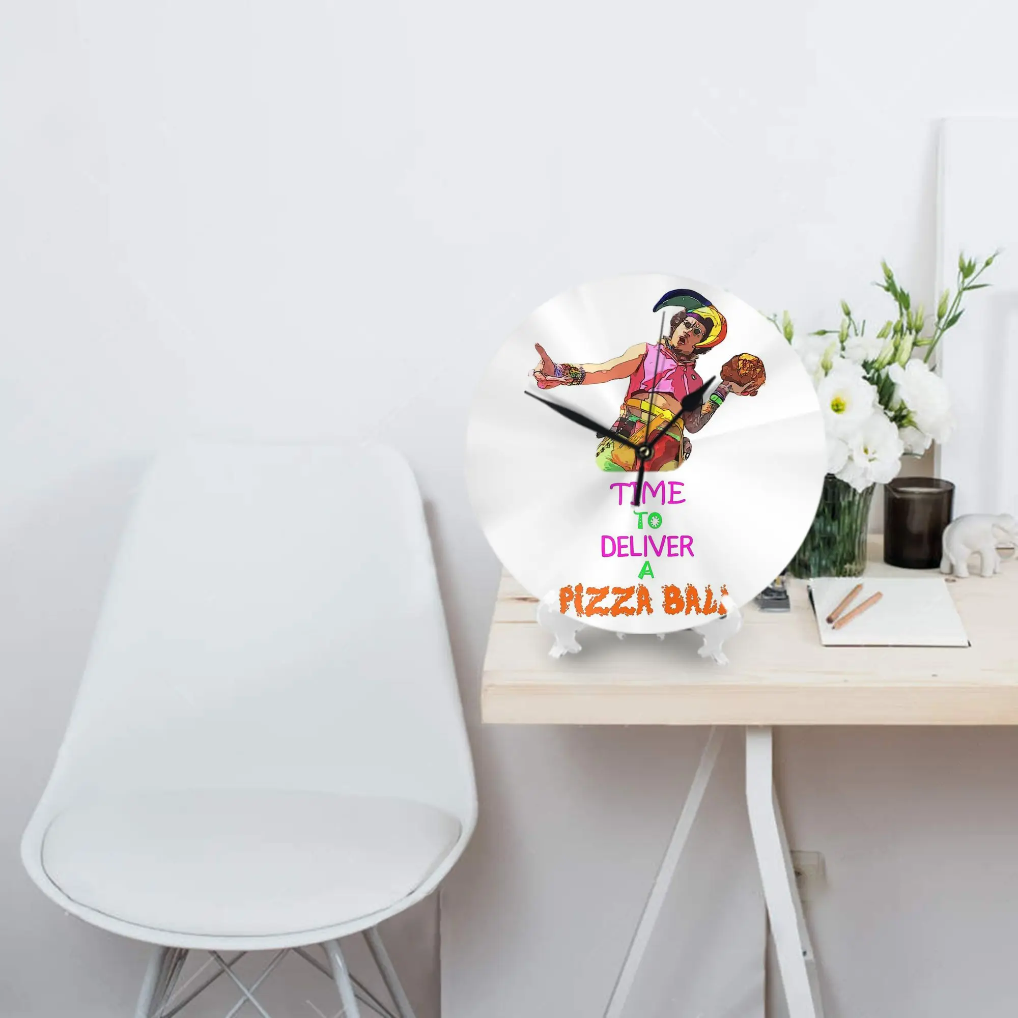 Time To Deliver A PIZZA BALL Wall Clock Room Decoration Silent Round Clock for Bedroom Living Kitchen Home