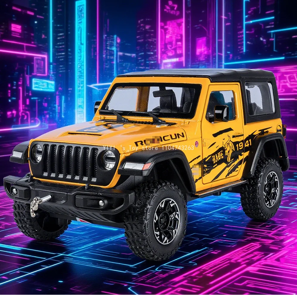 

1:24 Jeeps WranglerRubicon Alloy CarModel Simulation Diecasts Metal Off-road Vehicles Car Model Sound and Light Kids Toys Gift25