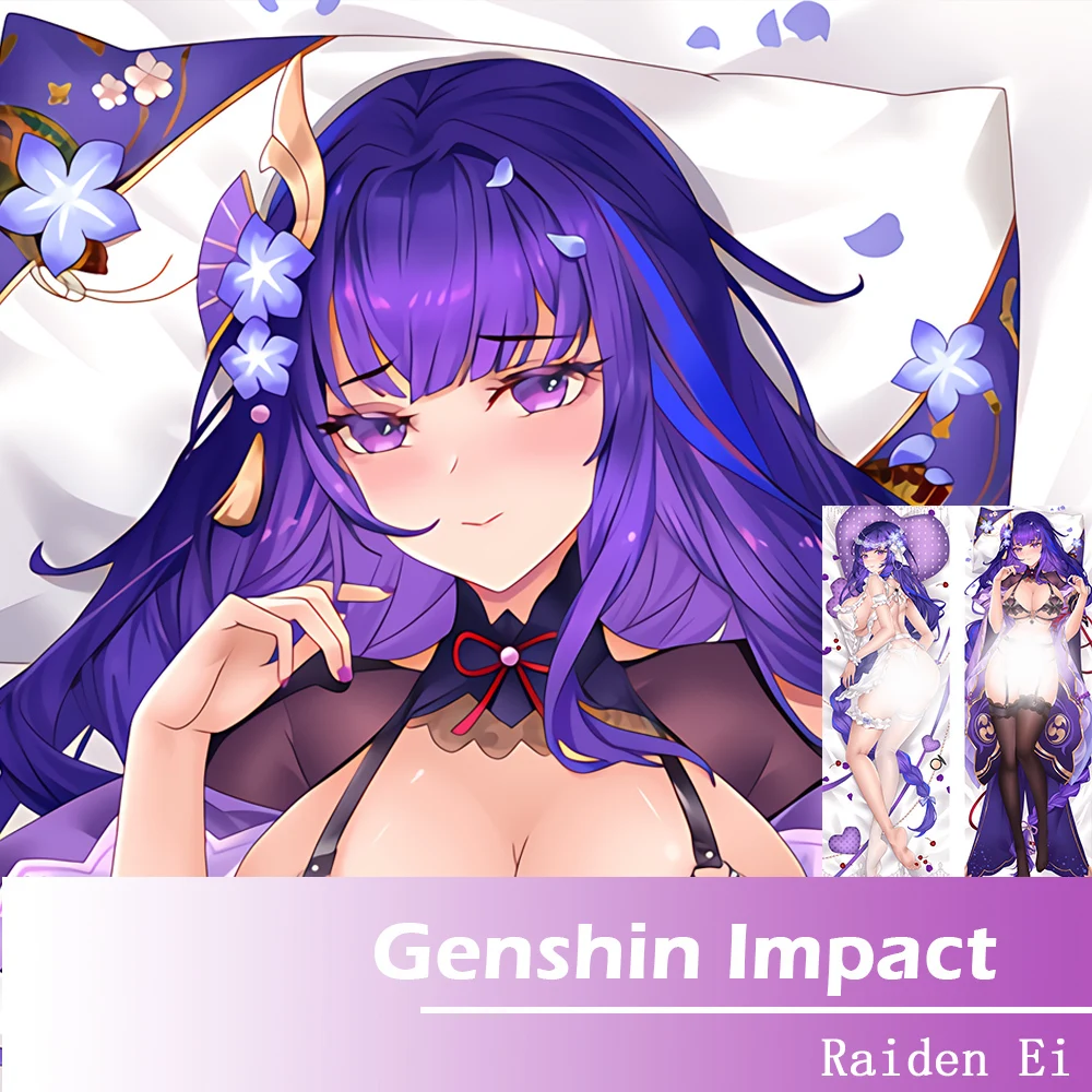 

Anime Genshin Impact Shogun Dakimakura Raiden Ei Cosplay Life Size Body Case Waifu Pillow Hing