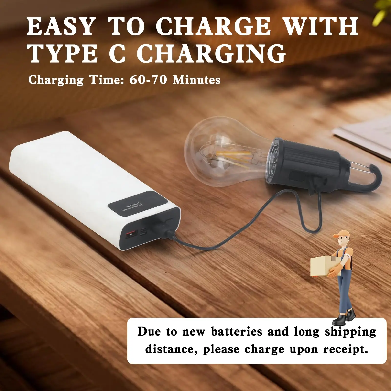 قابلة للشحن LED التخييم ضوء 100LM 400mAh نوع C خيمة مقاومة للماء فانوس مع هوك 3 وضع للمشي لمسافات طويلة الصيد في حالات الطوارئ في الهواء الطلق #3