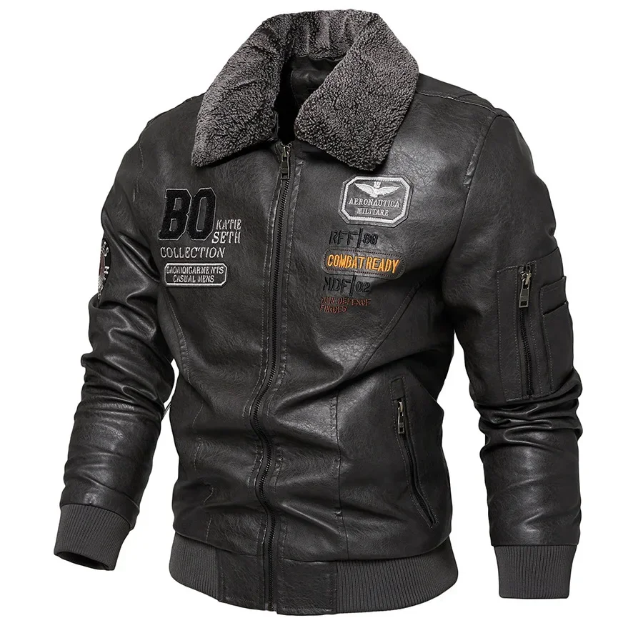 RY-369 nueva chaqueta de cuero de moda informal genuina para hombres PU slim fit chaqueta de cuero de motocicleta Harley para hombres jóvenes abdl onesie