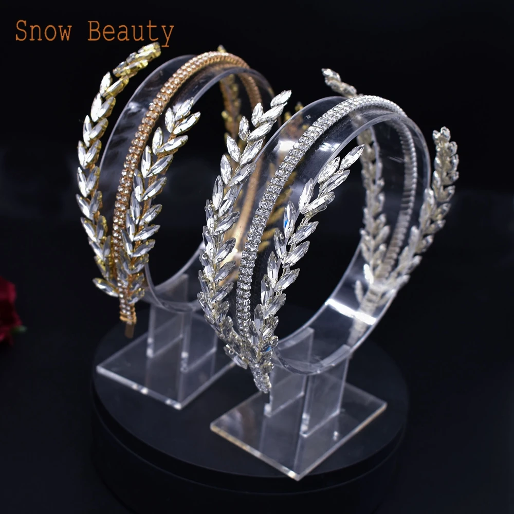 DZ030 Diadema nupcial, tocado de fiesta dorado a la moda, aro para la cabeza de boda de cristal, tocado de novia hecho a mano, accesorios para el cabello para mujer