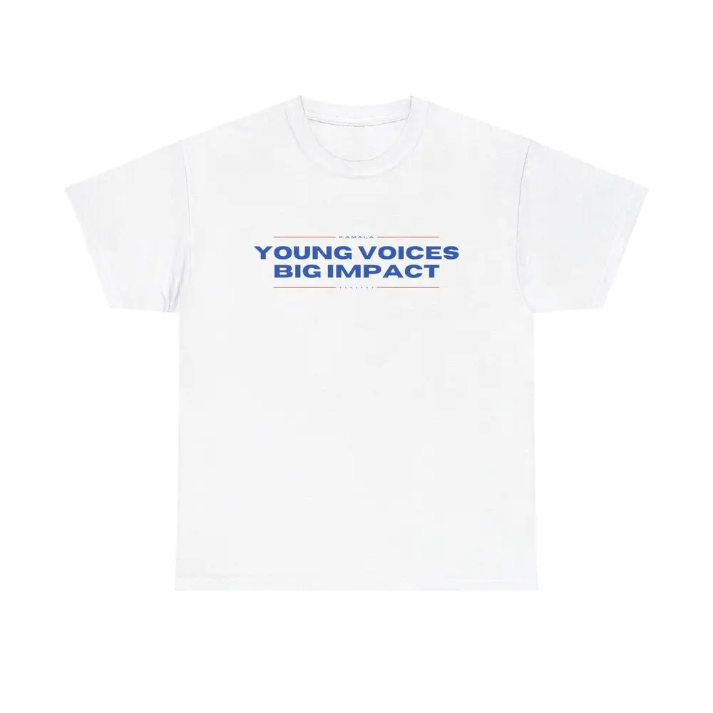 Young Voices Big Impact Kamala T-Shirt - policy dnc democrat vote election unite