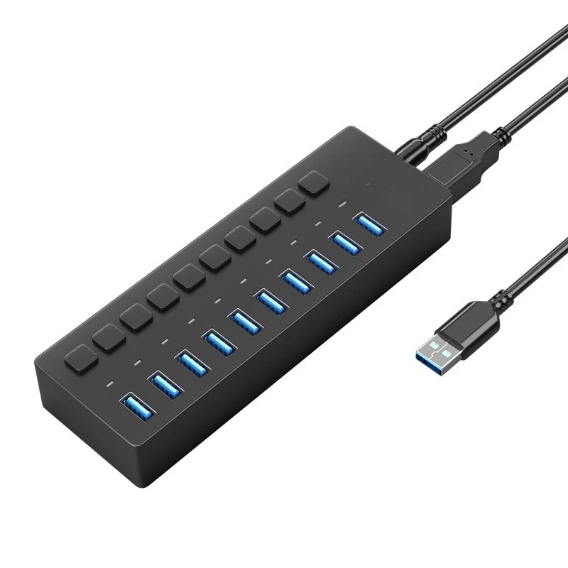 

USB3.0 splitter, with power independent switch USB flash drive one-to-ten high-speed HUB hub docking station