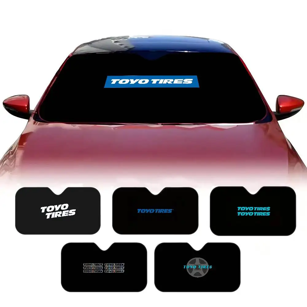 Toyo Tires LOGO Sunshade Windscreen Fold-up Car Front Windshield 70x130cm Car Window Windscreen Cover Heat Reflector