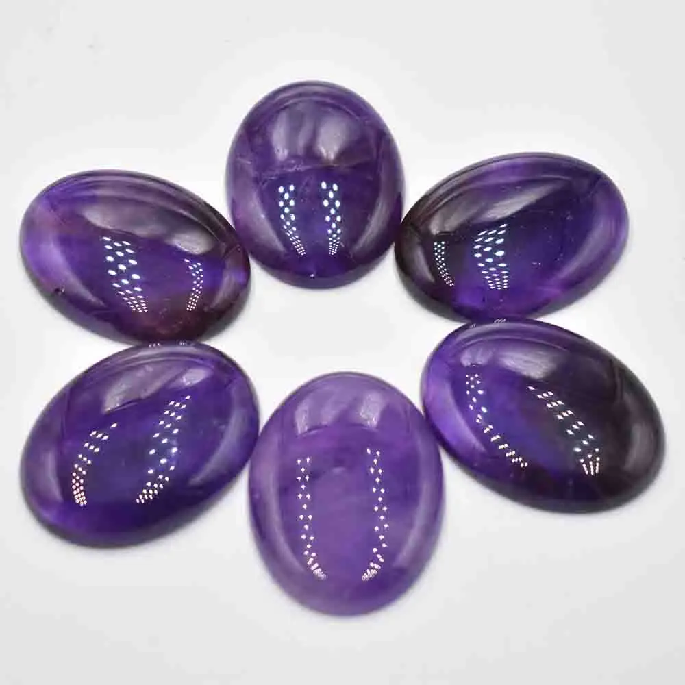 Free shipping 6pcs/lot Wholesale 30x40mm natural stone amethyst Oval CAB CABOCHON beads for jewelry accessories making