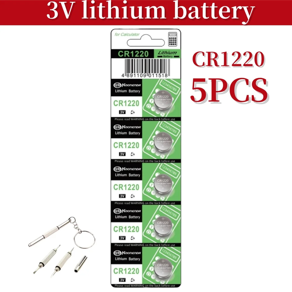 NEW 5pcs CR1220 Button Coin Cell Battery For Watch Car Remote Key CR 1220 ECR1220 GPCR1220 5012LC 3V Lithium Batteies  45mAh