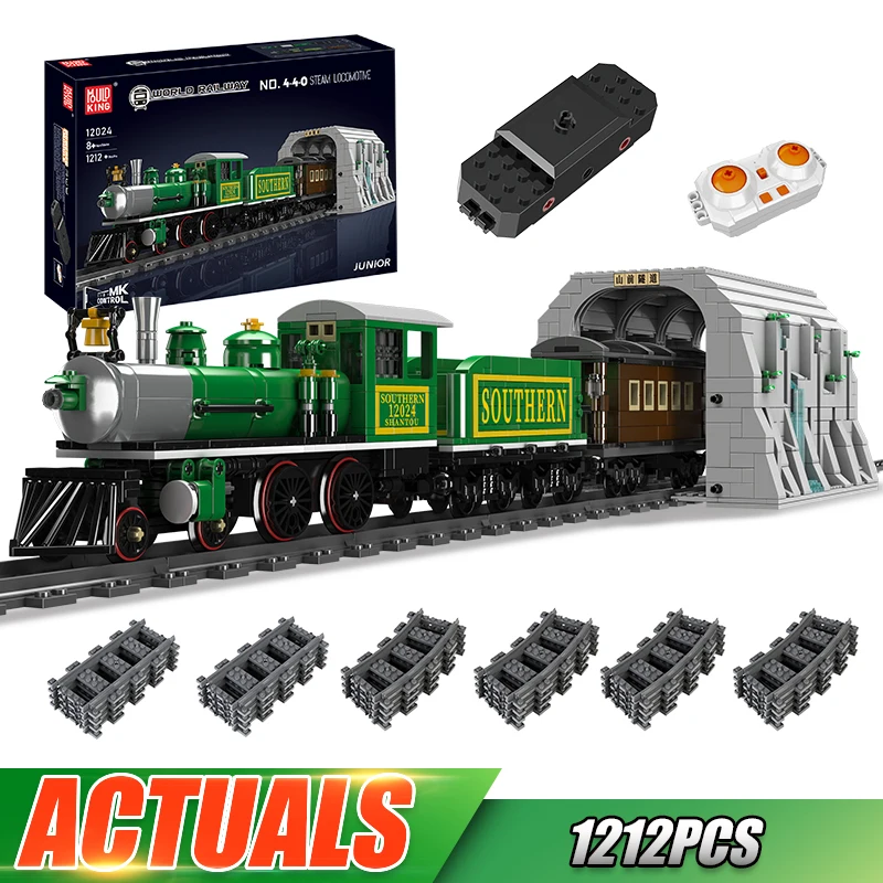 Mould King 12024 Technical Train Building Block The Remote Control Steam Locomotive Model Assembly Brick Toys Kid Christmas Gift