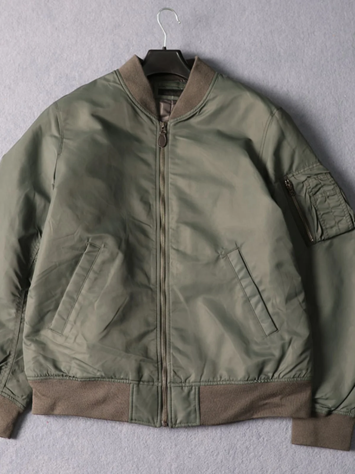 

Thickened Cotton Pilot Jacket Autumn Winter Fashion Baseball Collar Men's Casual Outerwear Zipper Long Sleeve Loose Fit Jacket