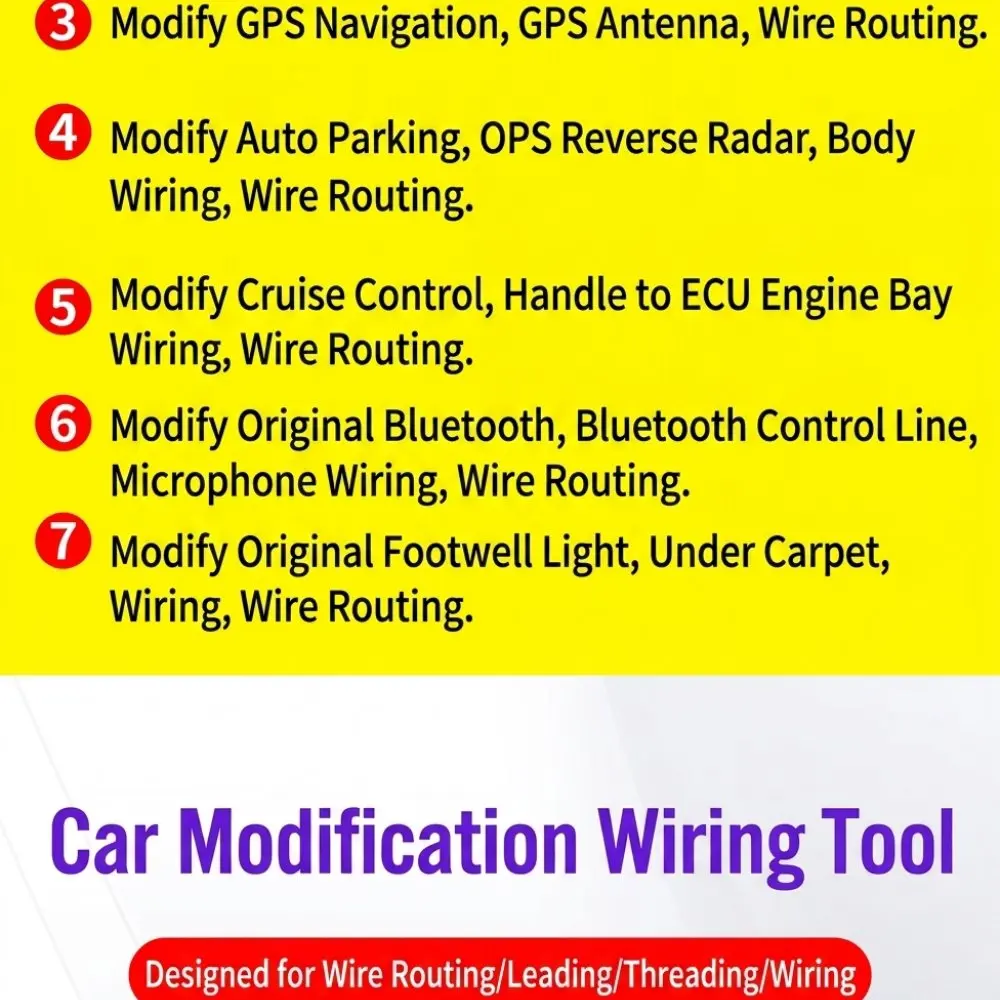 Car Stereo Navigation Dash Camera Wire Routing Tool Red Cable Lead Device Professional Wiring Harness Installation Accessory