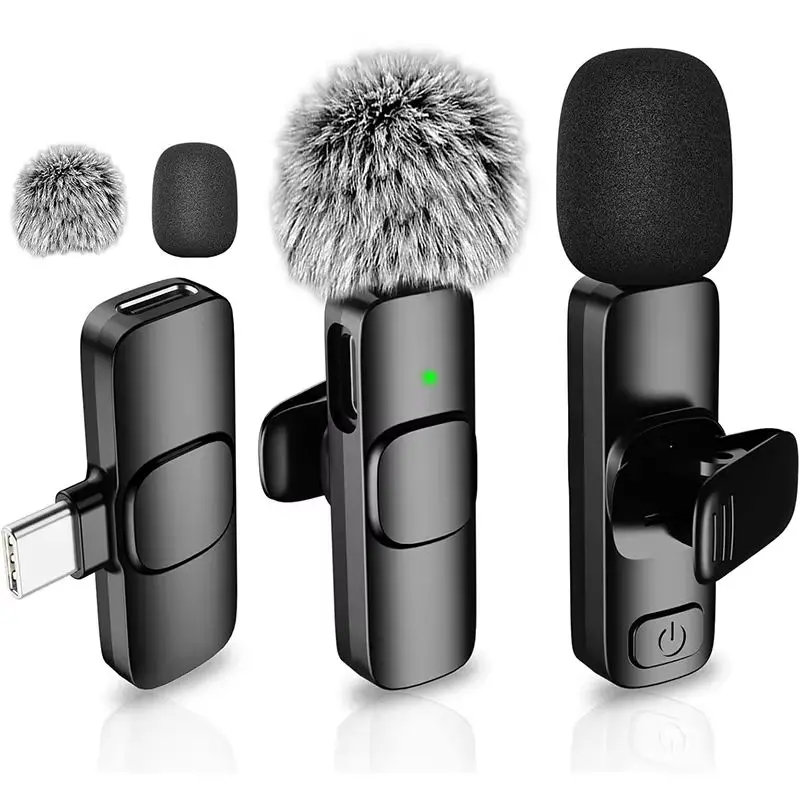 Wireless Lavalier Lapel Microphone Mini Video Recording Mic for iPhone iPad Interview Video Podcast Vlog with Noise Reduction