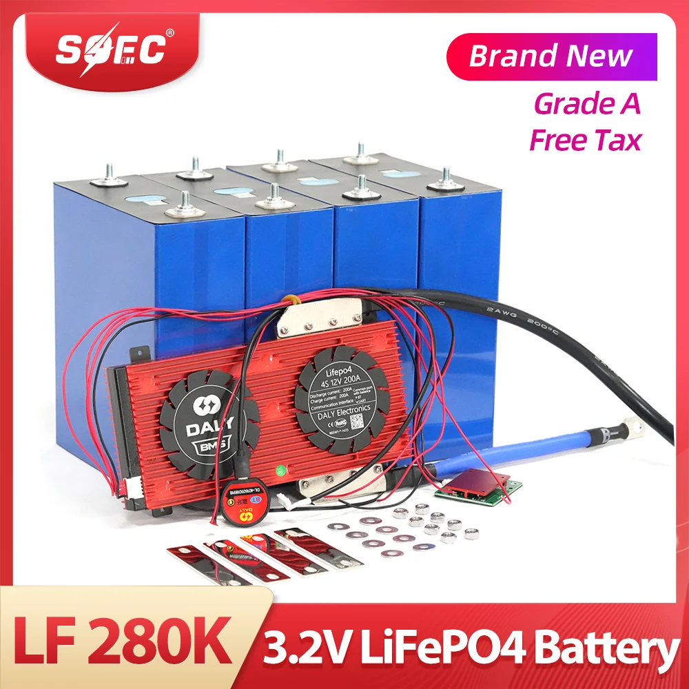 

SOEC 3.2V 280Ah 280k Lifepo4 Battery Cells Prismatic Grade A 6000 Life Cycles Lithium Ion Batteries for Solar Storage System