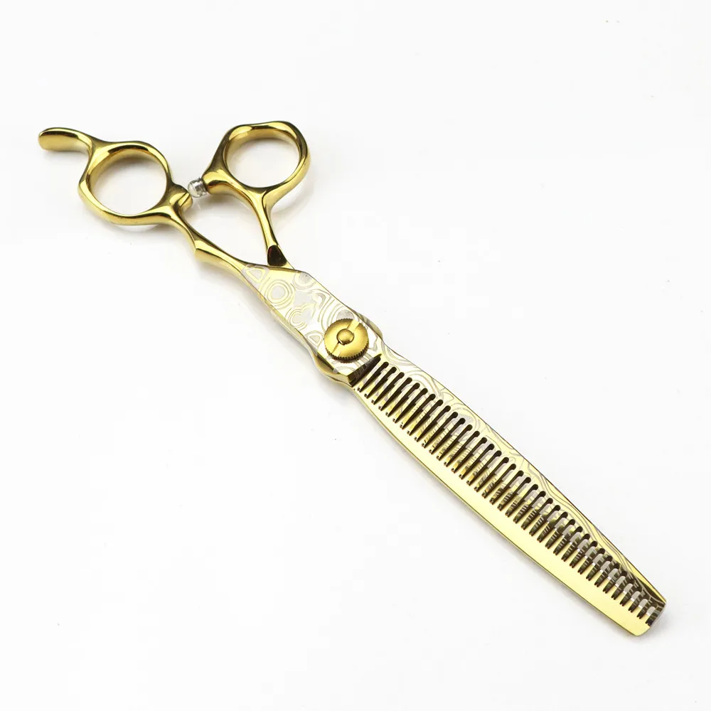 Professional 7 \'\' Gold Damascus Upscale scissor hair cutting scissors thinning barber tools haircut shears Hairdressing scissors