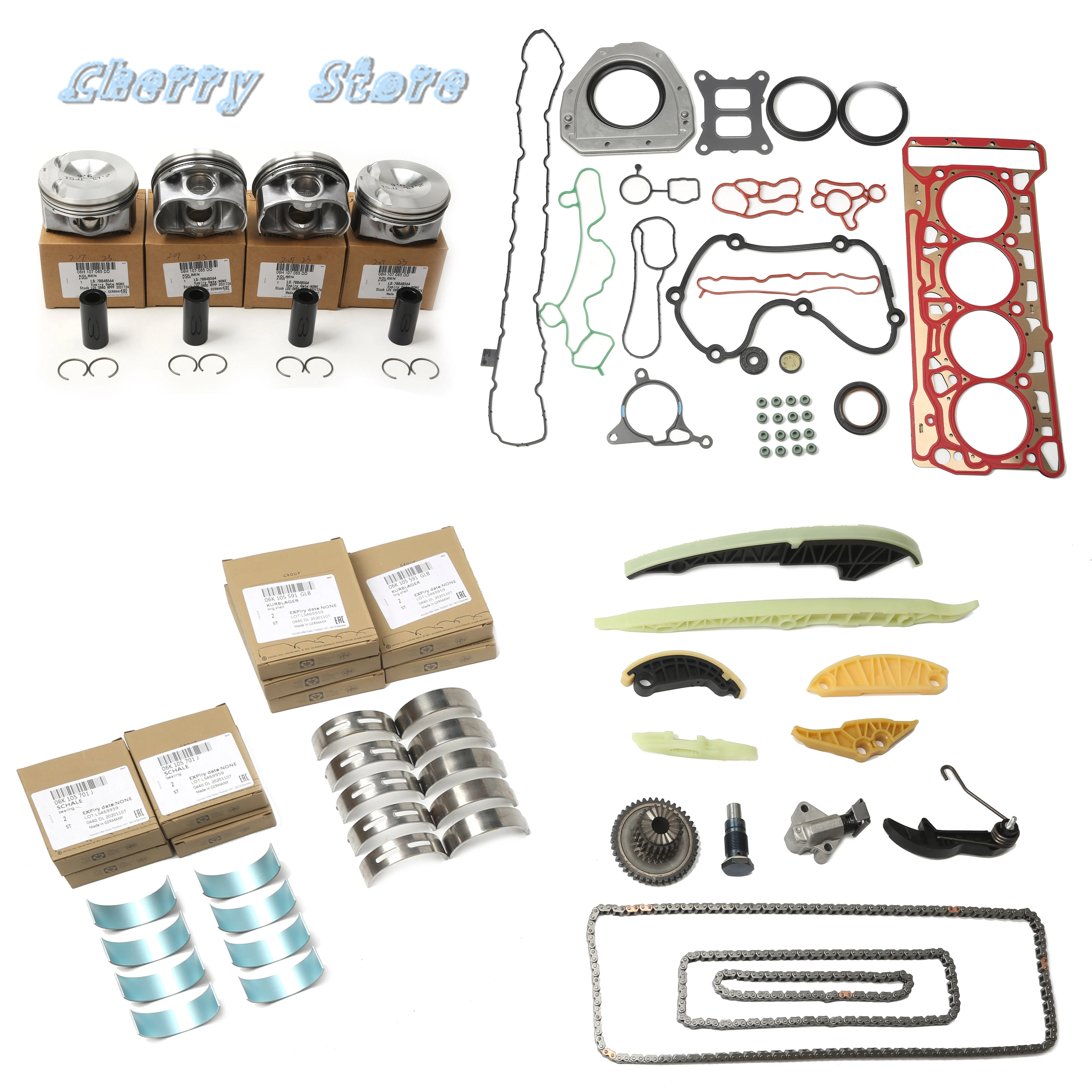 

06H 107 065 DF EA888 Engine Gasket Piston Bearing Shell Timing Chain Kit For Audi A1 A4 A5 Q3 Q7 VW Jetta Passat 06J103383R