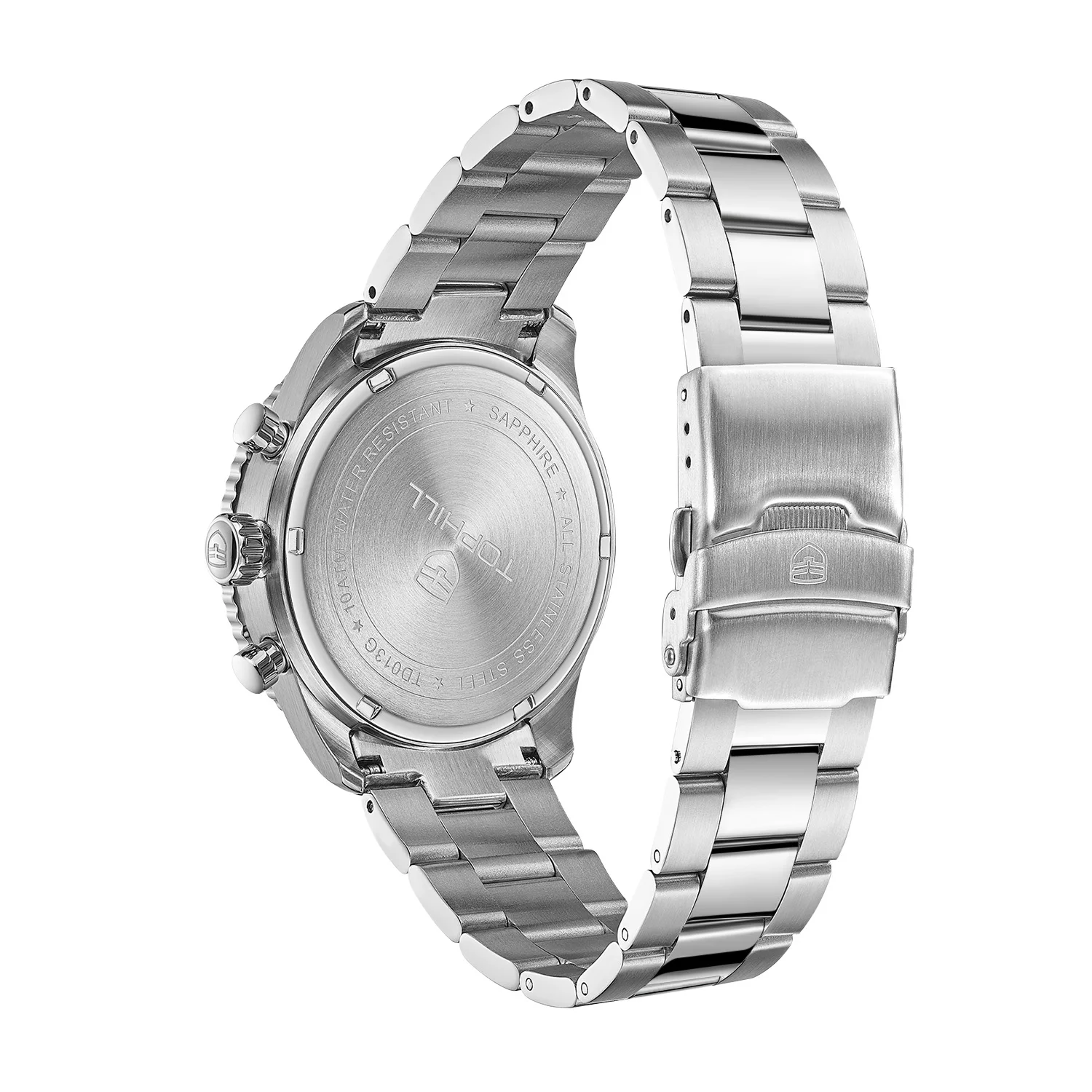 TOPHILL Racing Chronograph Men’s Quartz Watch Panda dial Tachymeter Bezel Sport Wristwatch Stainless Steel 100M Waterproof - Image 5
