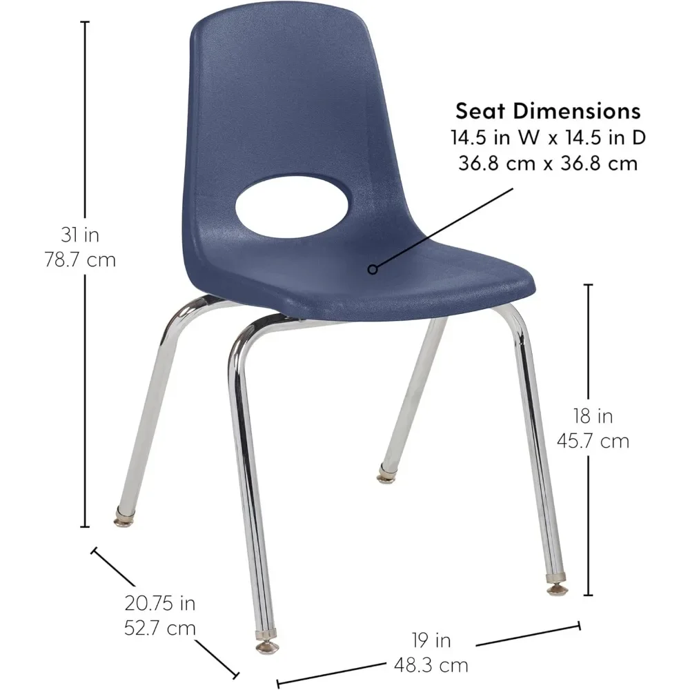 Школьное освещение 18 дюймов, стул для студентов с дужками из хромированной стали и планками