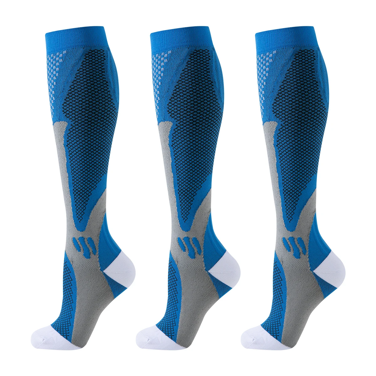 女性、看護師、スポーツ、ランニング、女性用の単色着圧ソックス、3ペア