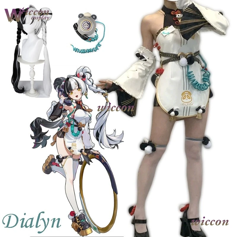 

Panda Girls Costume Wig Zenless Zone Zero ZZZ Dialyn Cosplay Costume Women Halloween Women Cute Uniforms Ancient Dress Qipao