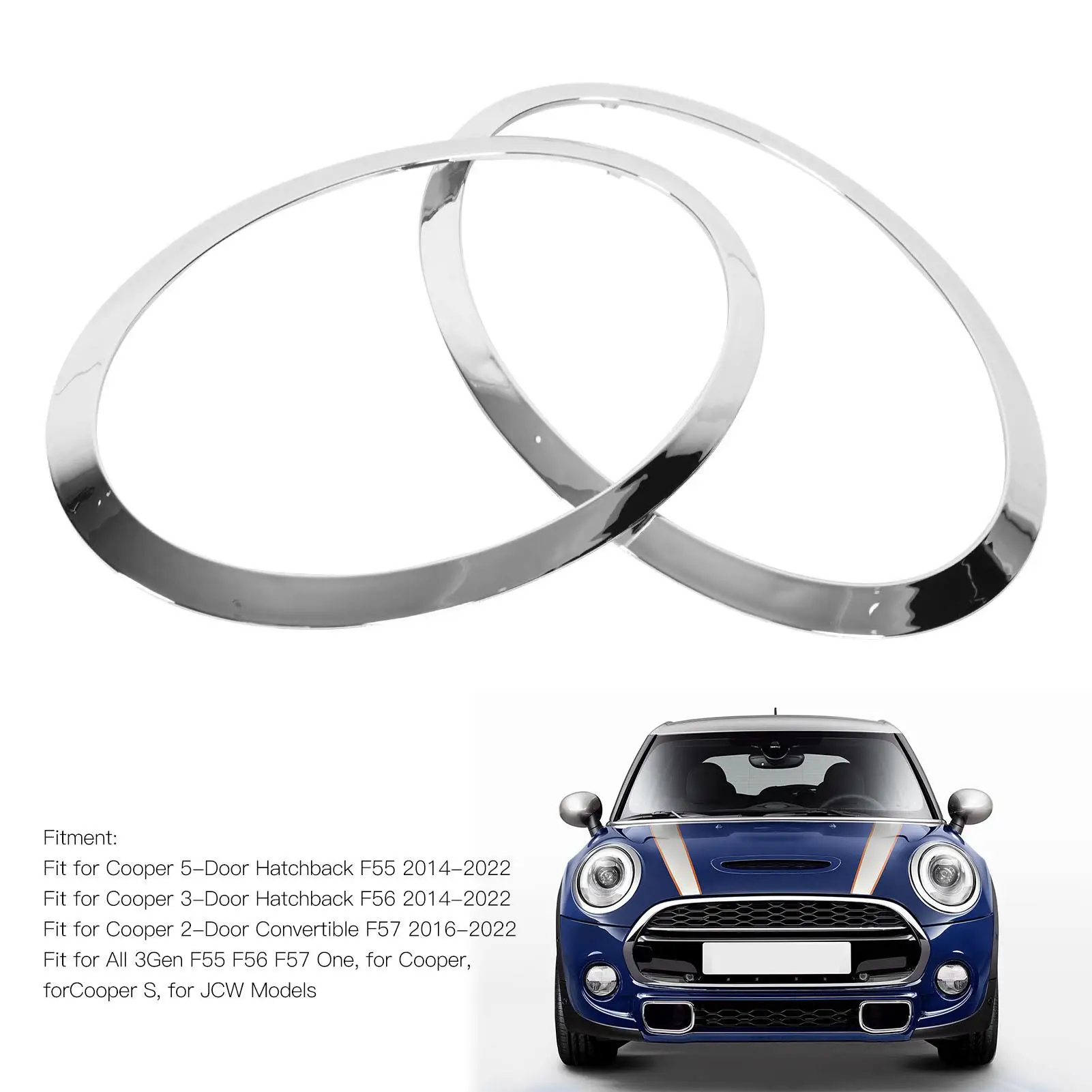 الكروم العلوي الحافة تقليم الفضة 51137300631 سهلة التركيب العلوي حلقة الكسوة خدش 1 زوج ل كوبر F55 F56 F57