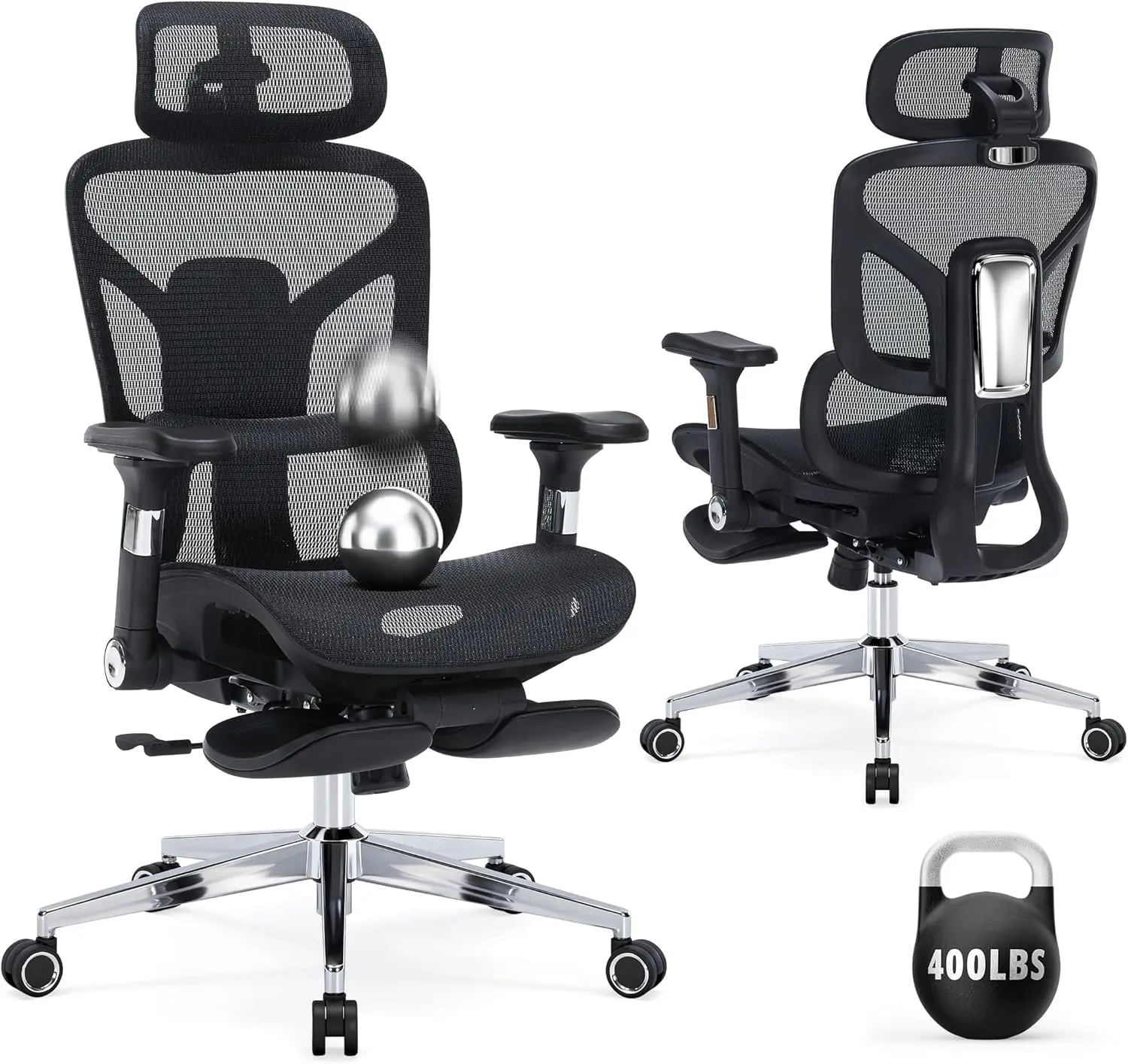 Ergonomic Office Chair with Footrest, 400lbs Heavy Duty Mesh Desk Chair, Customized