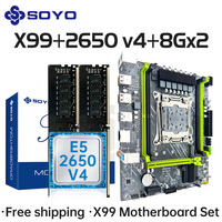 SOYO Motherboard Set Kit With LGA2011-3 Xeon E5 2650 V4 CPU DDR4 16GB (2*8GB) 2133MHZ Memory NVME M.2 SATA  Computer components