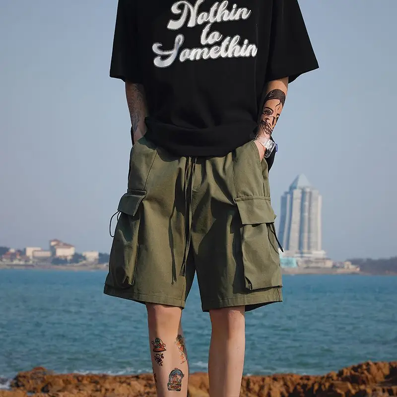 

Plus Size Men's Cargo Shorts American Retro Streetwear Lightweight Summer Casual Shorts with Large Pockets Loose 5 Inch Inseam
