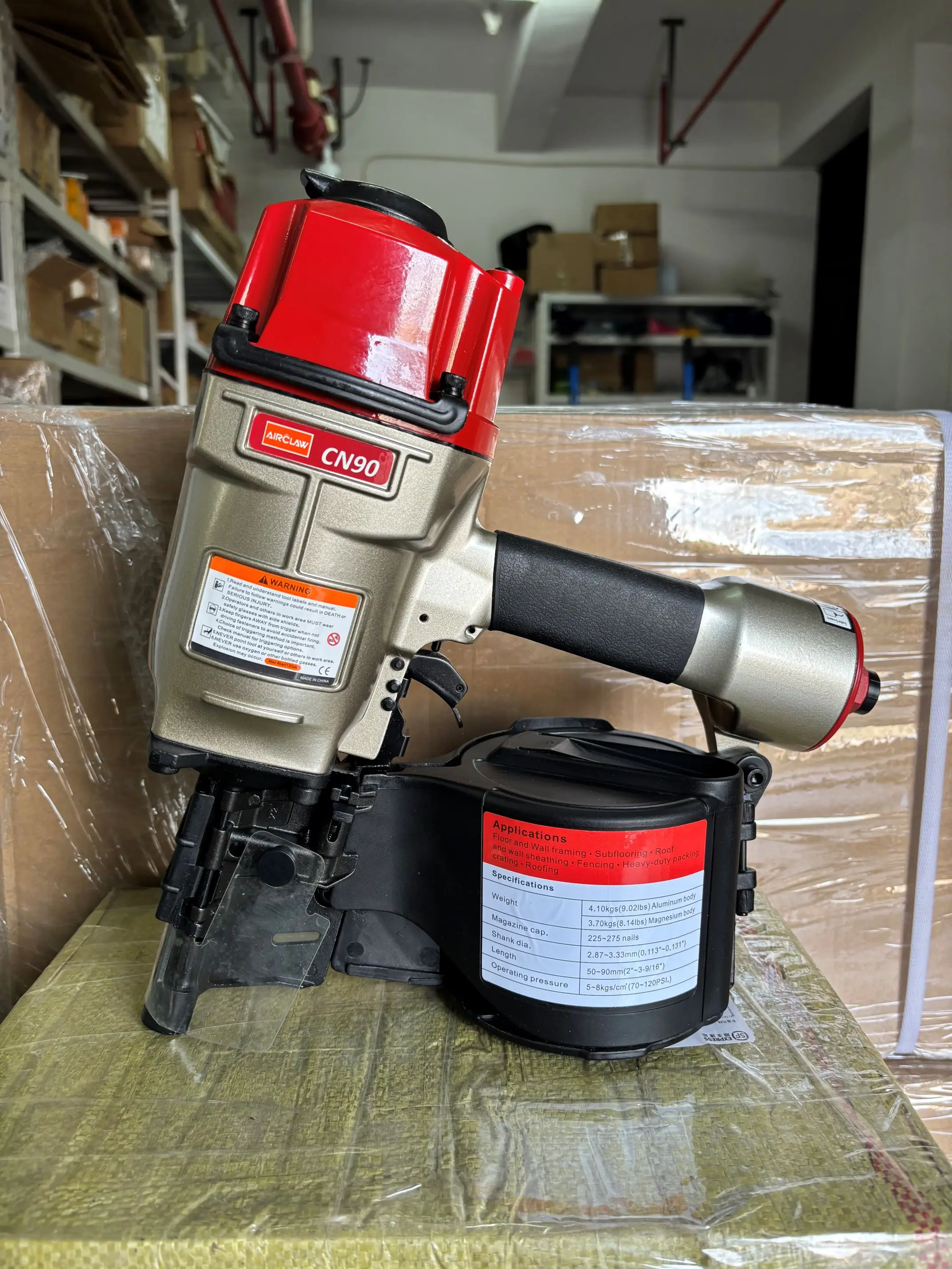 50-90 มม. เล็บ Air Pallet Nailer Coil Nail Gun CN90