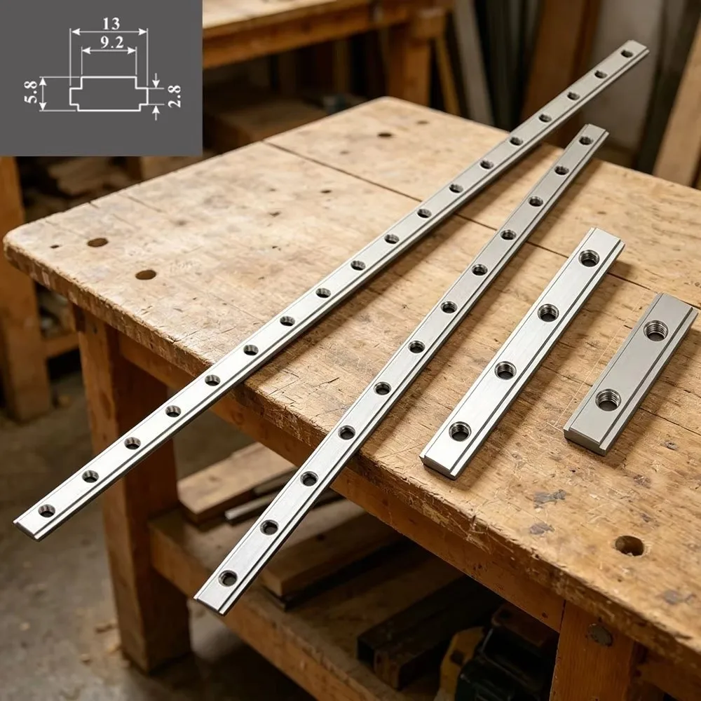 Aluminum Alloy Miter Track Jig 19 T-Slot M6 Double Groove T-Slot Guide Rail Slider Rail Fixture Slot Woodworking Tool