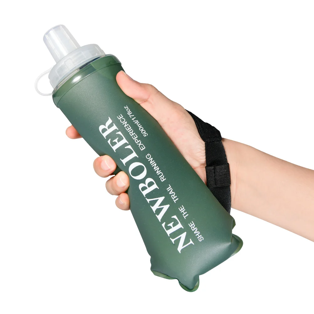 Weiche TPU-Wasserflasche, 500 ml, ultraleicht, faltbar, mit Armband, fest, rutschfest, für Outdoor-Sport, Wasserbeutel, weiche Wasserflasche – Detail 15