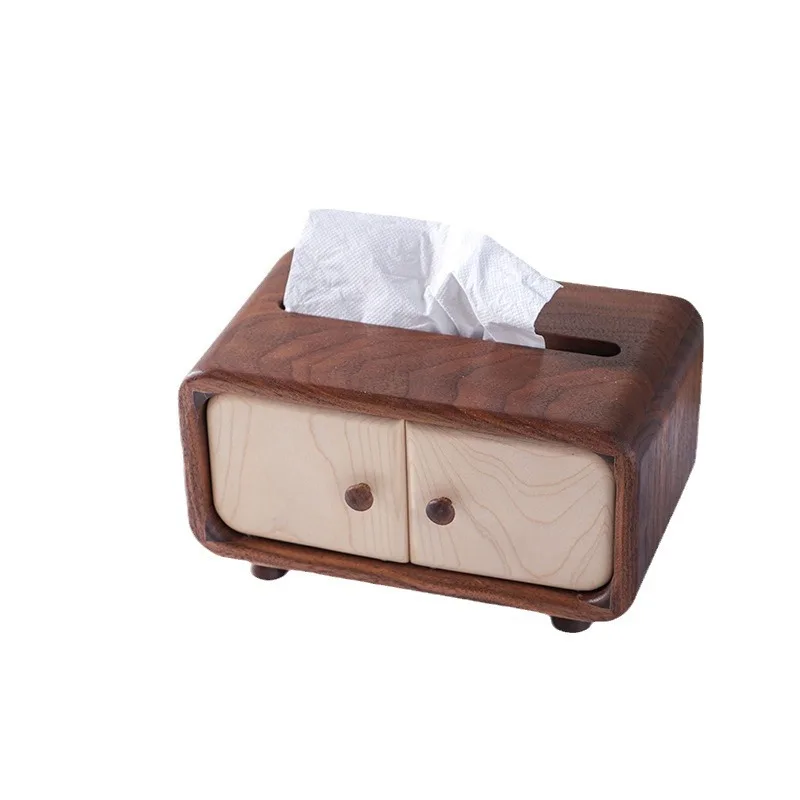 

Paper box walnut maple creative box living room home dining table coffee table solid wood tissue box