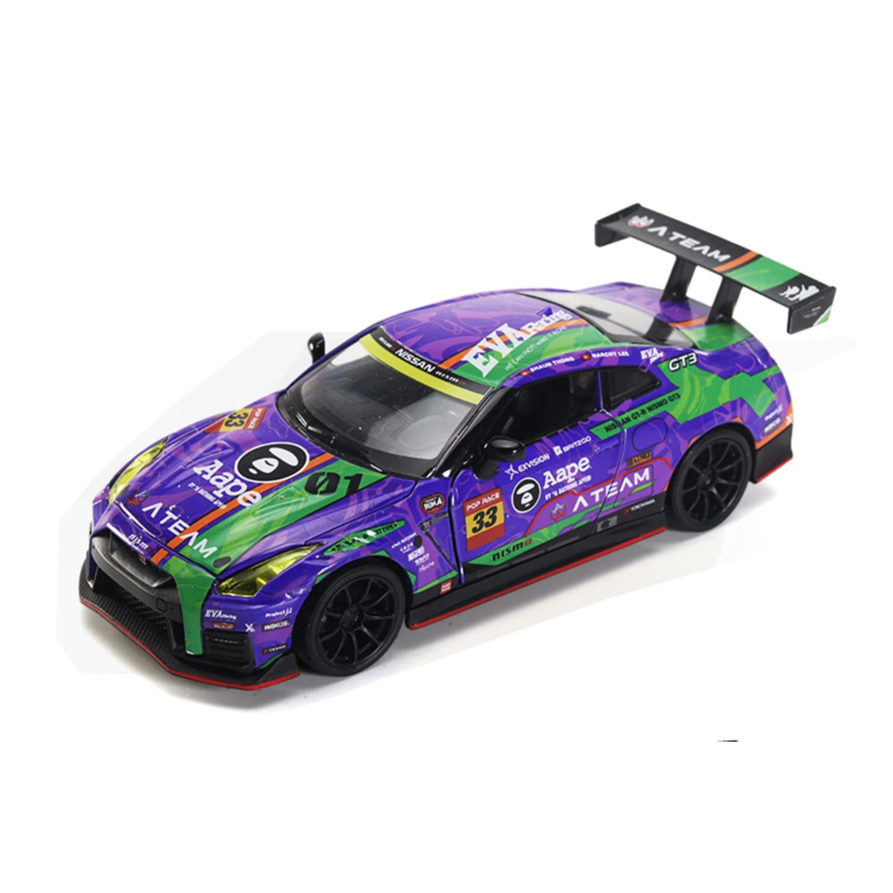 1:32 Nissan GTR NISMO R35 JDM Modello di auto in lega Suono e luce Tirare indietro Giocattolo per bambini da collezione Regalo di compleanno