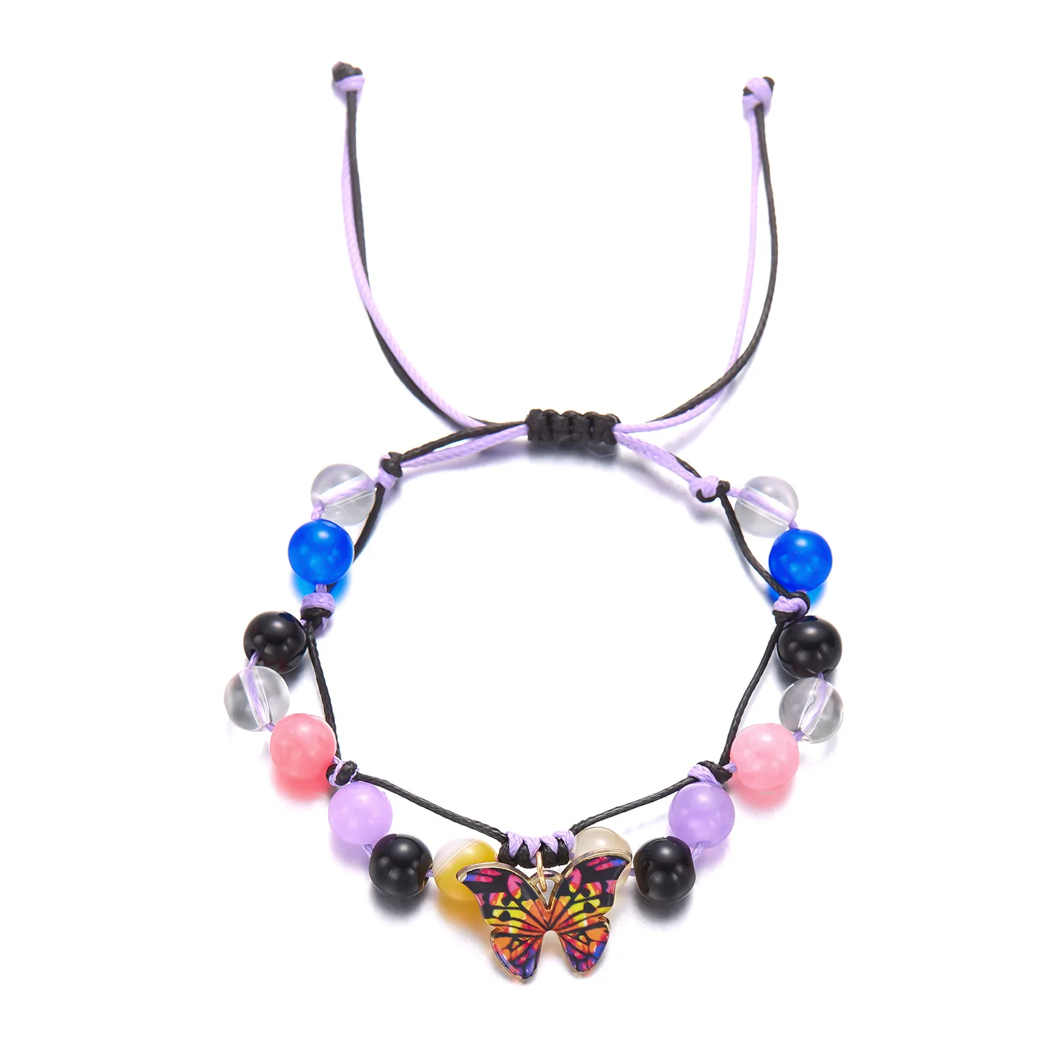 Hand woven drawstring adjustable butterfly bracelet, versatile and trendy for women