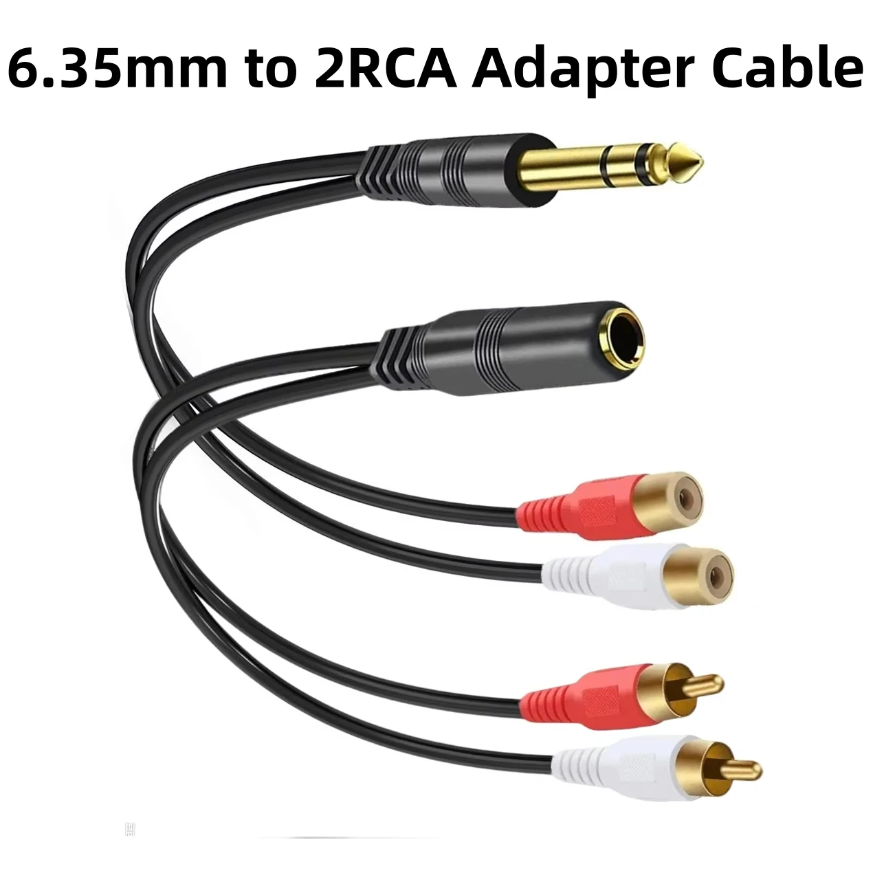 6.5mm to Dual RCA Adapter Cord 1/4 6.35mm TRS Jack to 2 RCA Stereo Y Splitter Audio Cable for DVD Amplifier Mixer Speaker