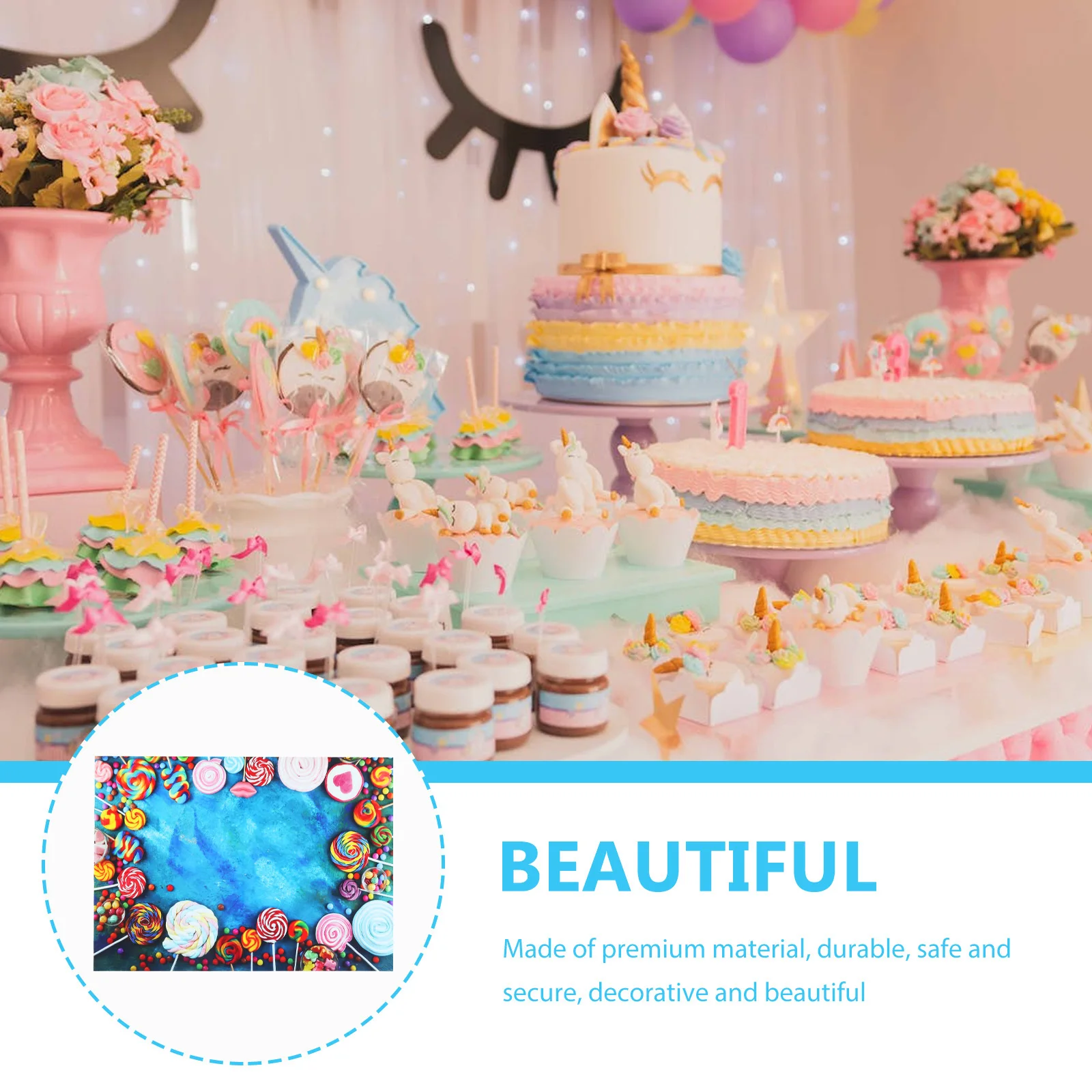 

Cartoon Poster Lollipops Background Room Wall Decor Indoor Birthday Party Photo Backdrop Backdrop