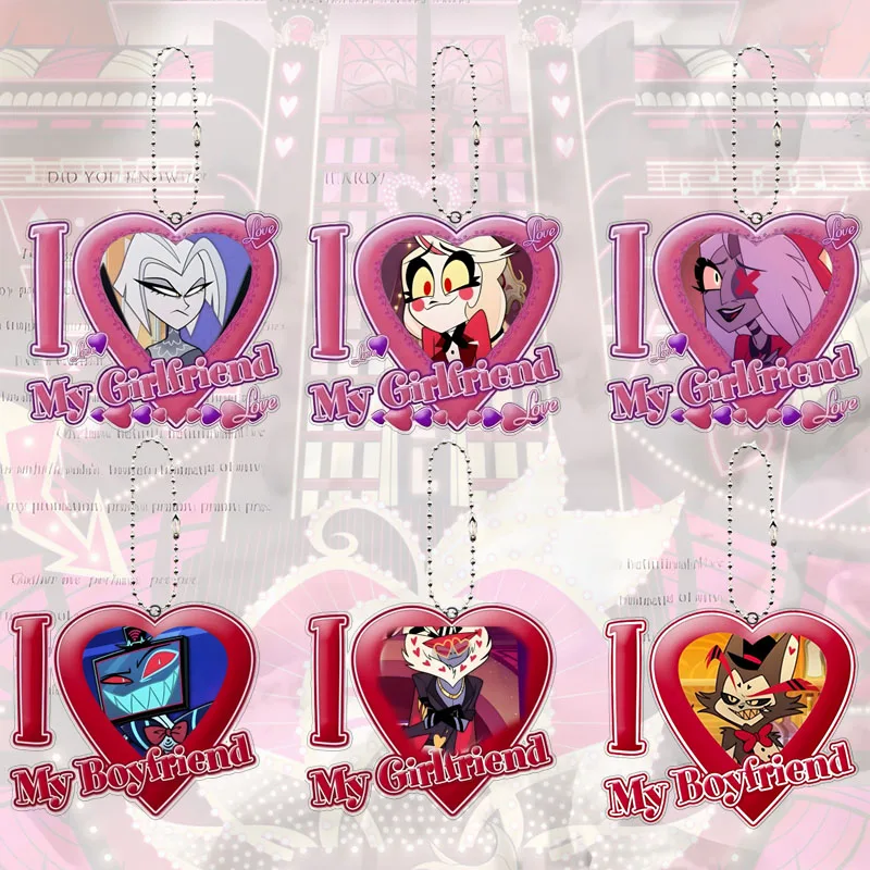 

Charlie Girlfriend Boyfriend Keychain Vaggie Angel Dust Acrylic Keyring Bag Anime Cartoon Kawaii Exquisite Alastor Festival Gift