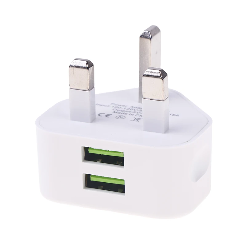 2 USB British Standard Mobile Phone Charger 5V 2A 12W Fast Charging Travel Wall Power Adapter Multi Port Charging Head