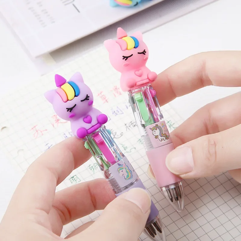 Imagem -04 - dos Desenhos Animados Unicorn Mini Caneta Esferográfica Canetas Multicolor Kids Writing Papelaria Material Escolar e de Escritório Kawaii Cores 10 Pcs por Lote