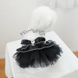 1PC Pet Clothes Spring and Autumn White Black # 19 Wedding Dress Princess Dress Suitable for Small and Medium sized Dogs