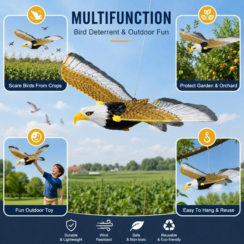 Circling Hanging Line Flying Eagle Simulation Flying Eagle Mosquito Repellent Bird Garden Scarecrow Field Outdoor Pest Control